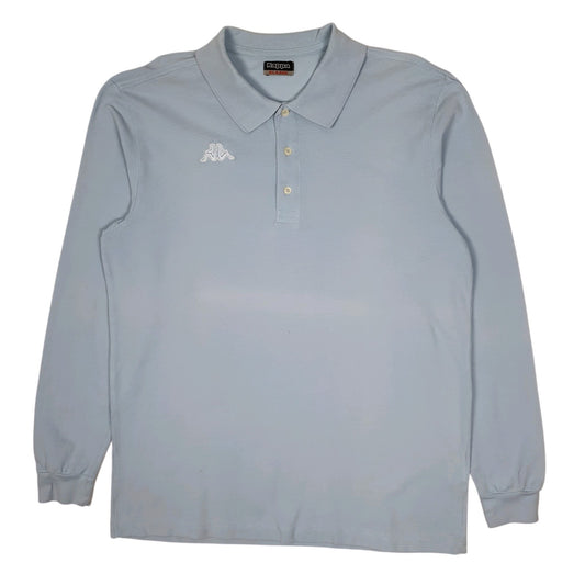 Mens Blue Kappa  Long Sleeve Polo Shirt