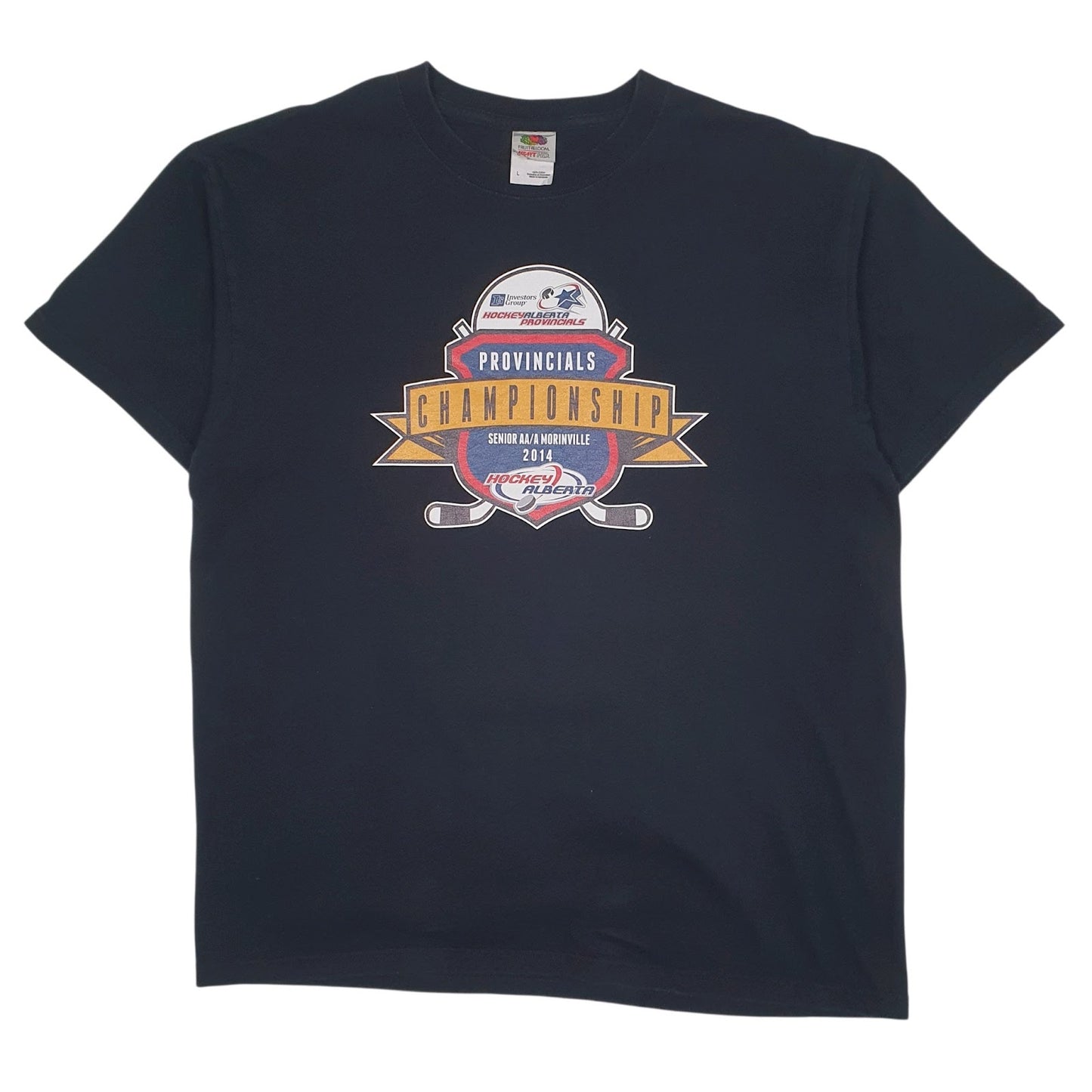 Mens Black Fruit Of The Loom Hockey Alberta Provincial Championship Short Sleeve T Shirt