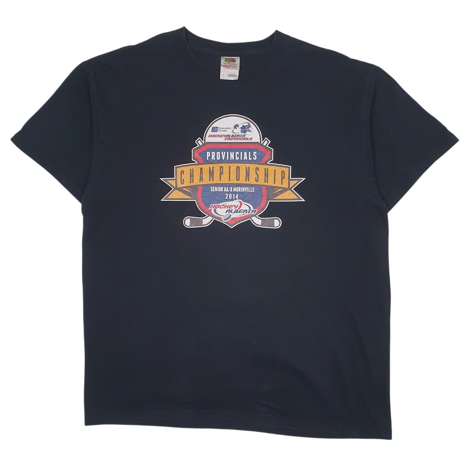 Mens Black Fruit Of The Loom Hockey Alberta Provincial Championship Short Sleeve T Shirt