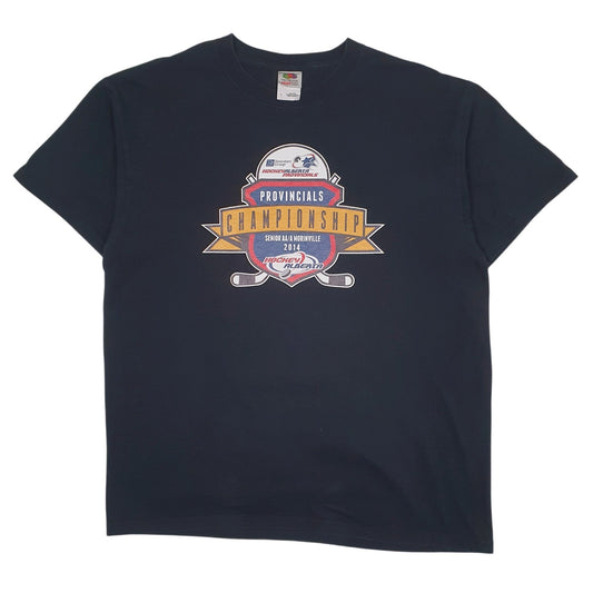 Mens Black Fruit Of The Loom Hockey Alberta Provincial Championship Short Sleeve T Shirt