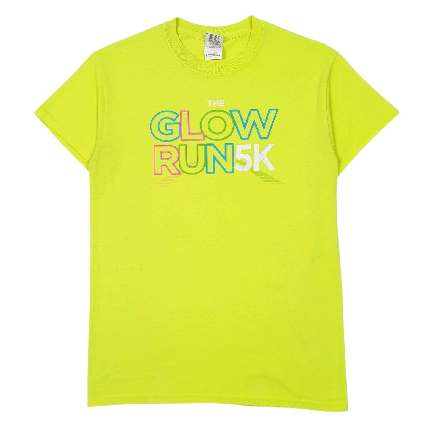 Mens Green Gildan Glow Run 5k Short Sleeve T Shirt