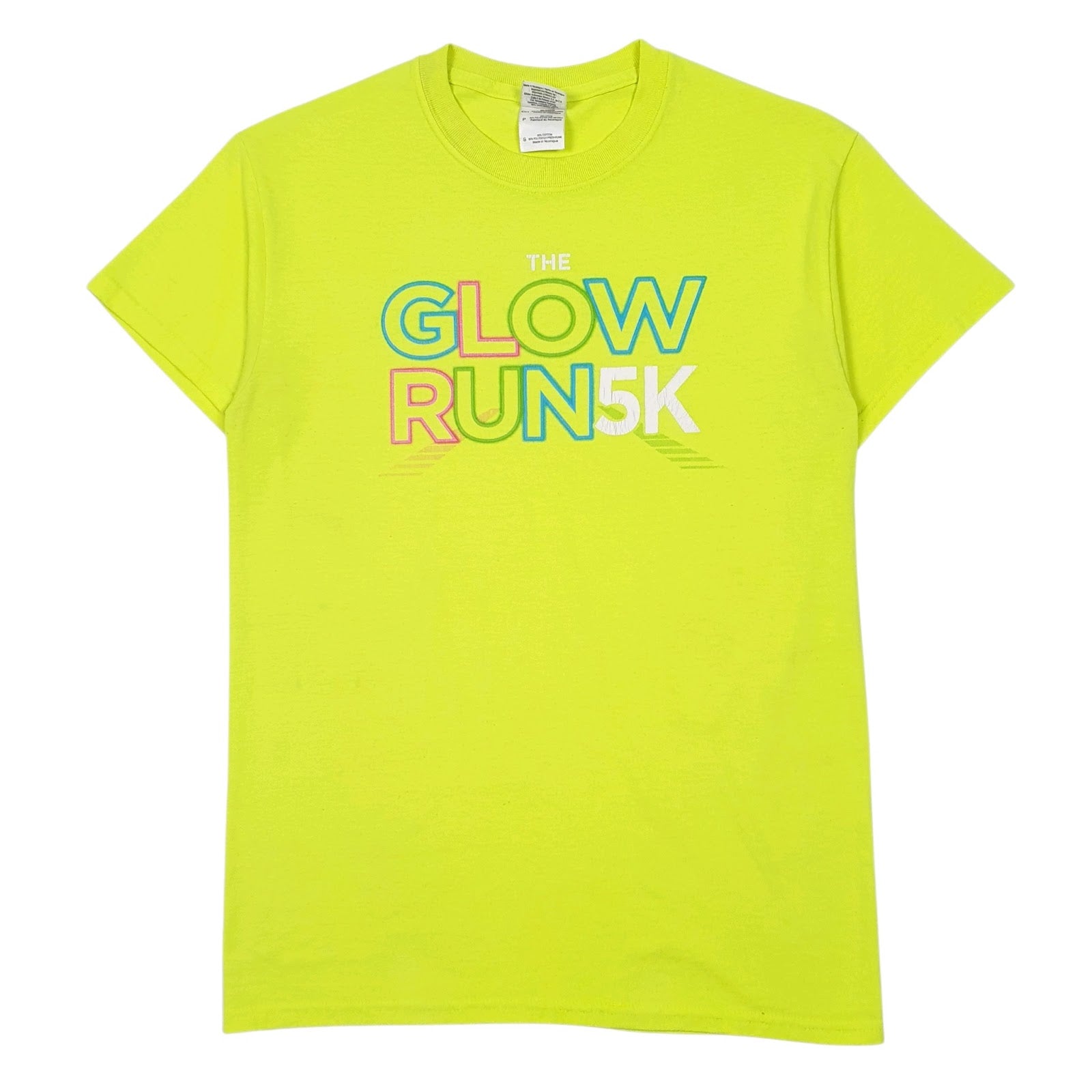Mens Green Gildan Glow Run 5k Short Sleeve T Shirt