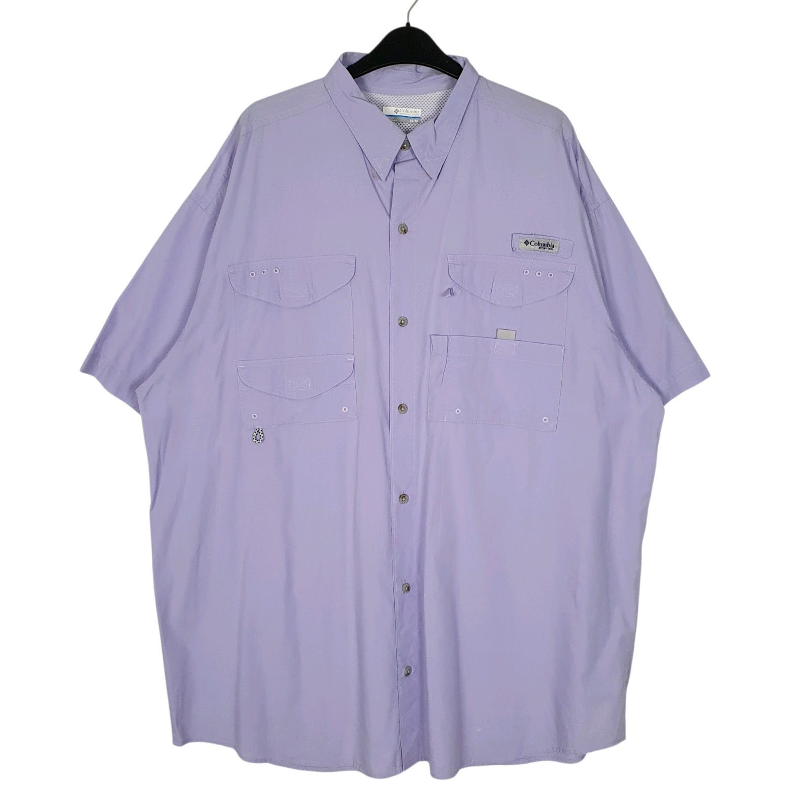 Mens Purple Columbia Sportswear Company Fishing Gear Short Sleeve Shirt