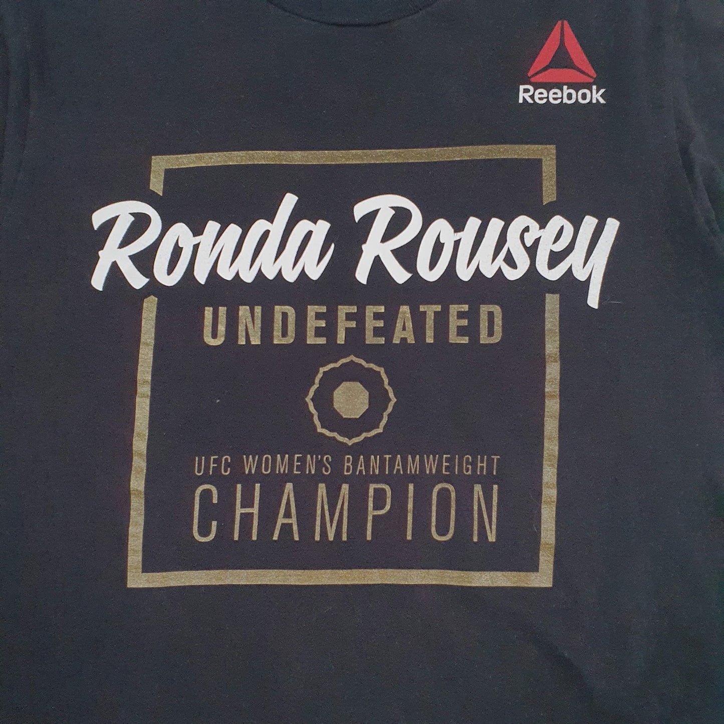 Mens Black Reebok Rounda Rousey UFC Undefeated Bantamweight Champion  T Shirt
