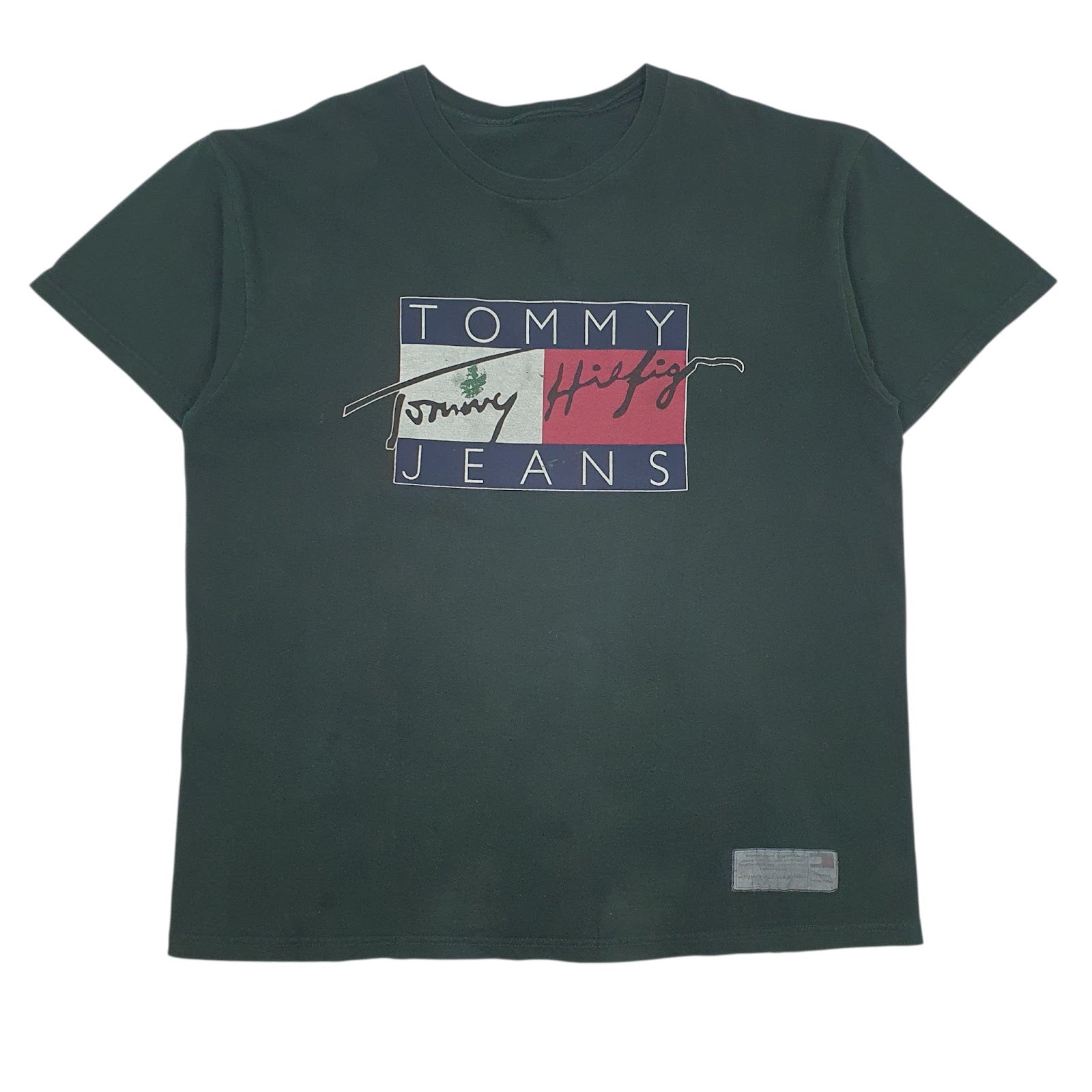Mens Green Tommy Hilfiger Spellout Short Sleeve T Shirt