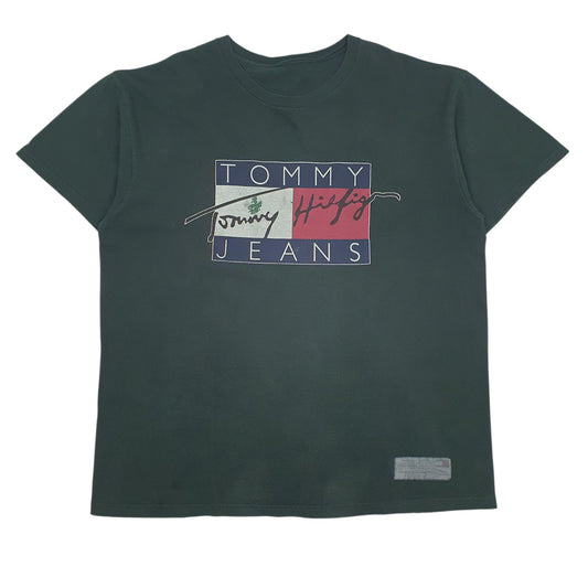 Mens Green Tommy Hilfiger Spellout Short Sleeve T Shirt