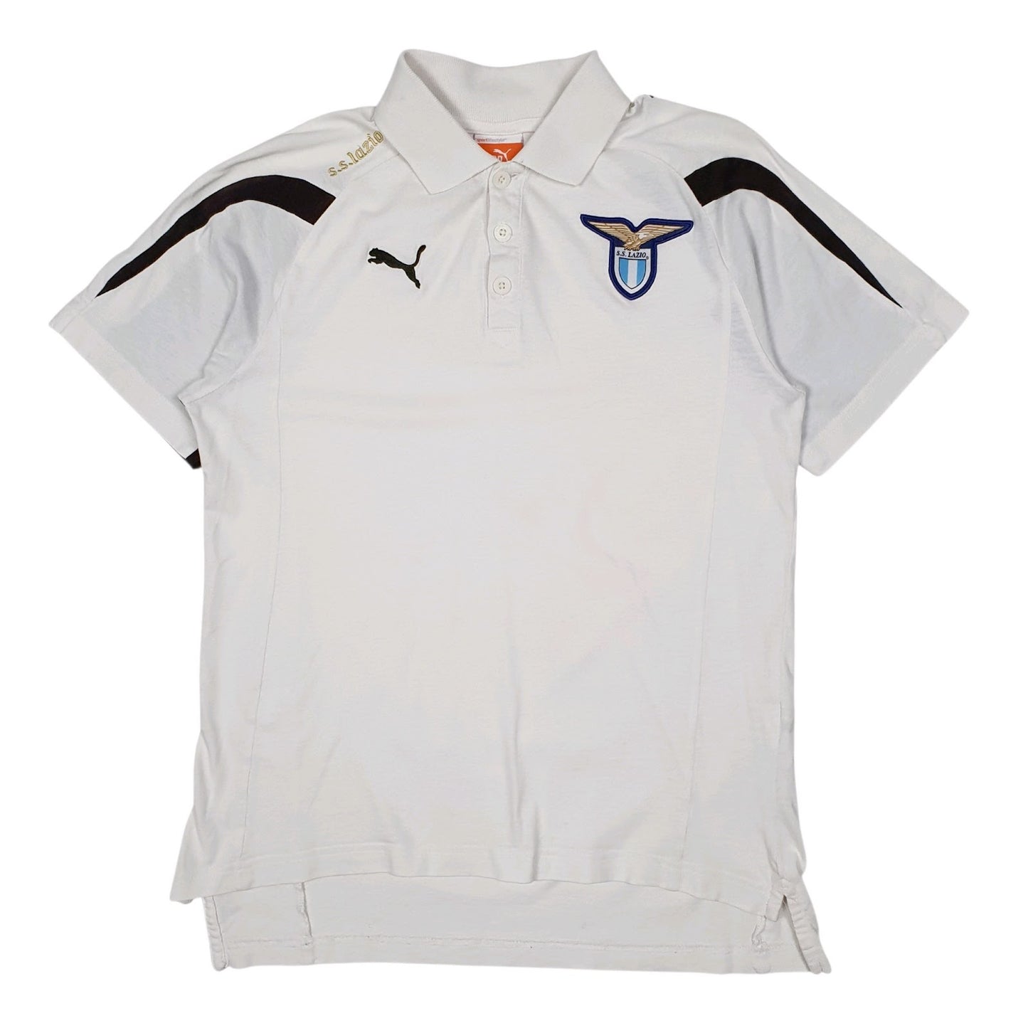 Mens White Puma SS Lazio FC Football Short Sleeve Polo Shirt