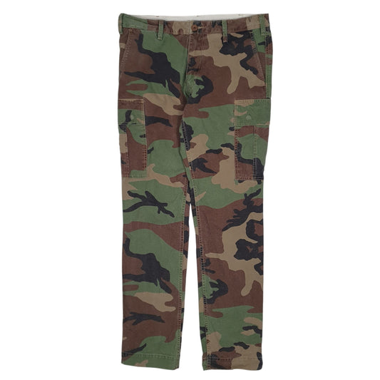 Mens Green Polo Ralph Lauren Military Crew Camo Camouflage Cargo Trousers