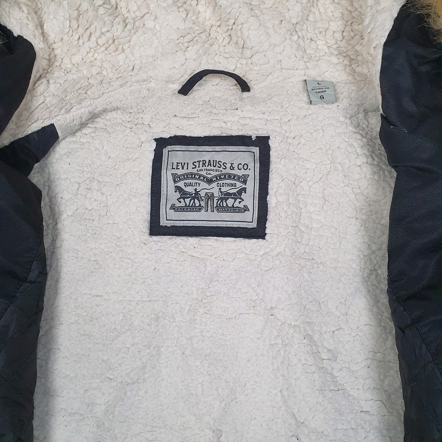 Mens Black Levis Sherpa Lined  Coat