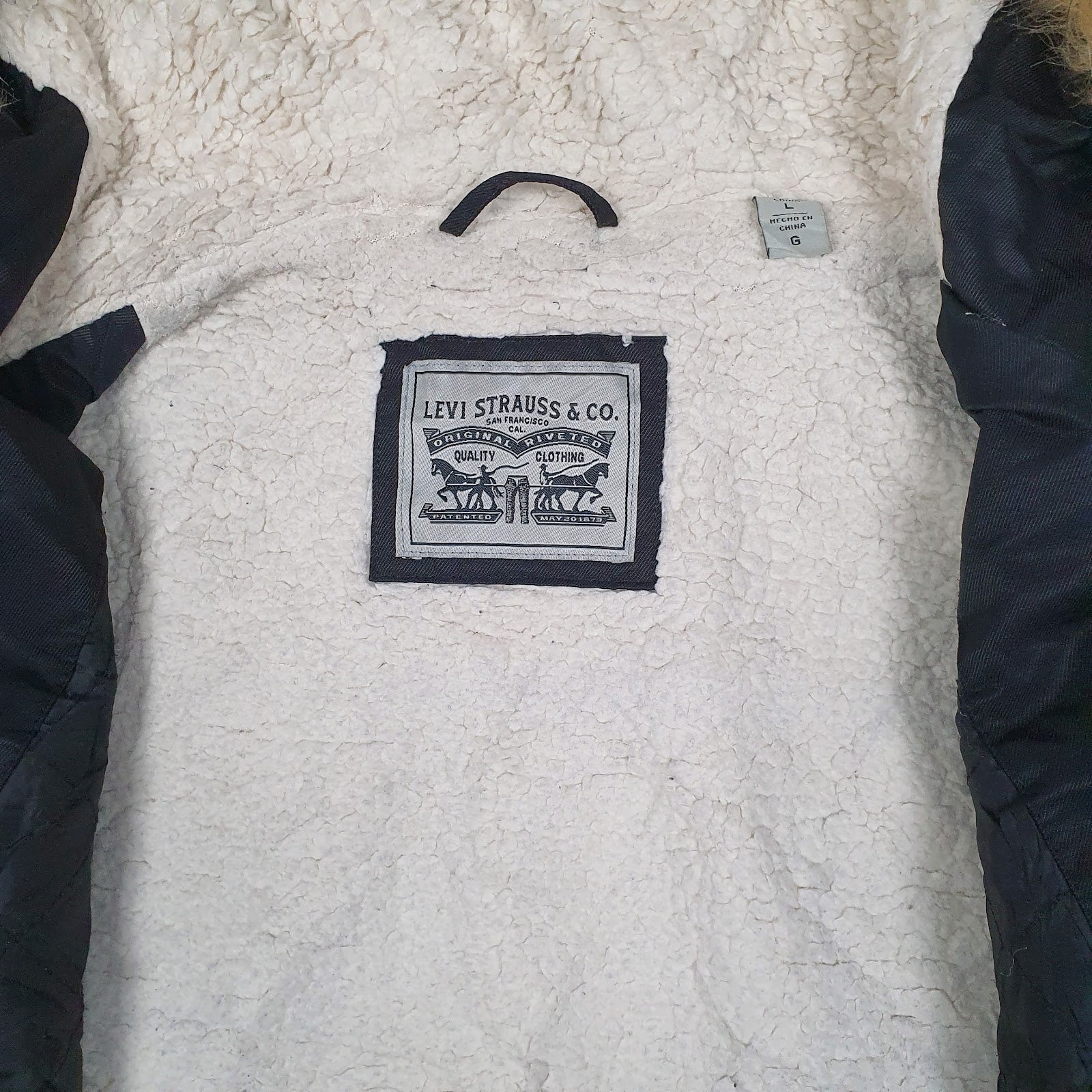 Mens Black Levis Sherpa Lined  Coat