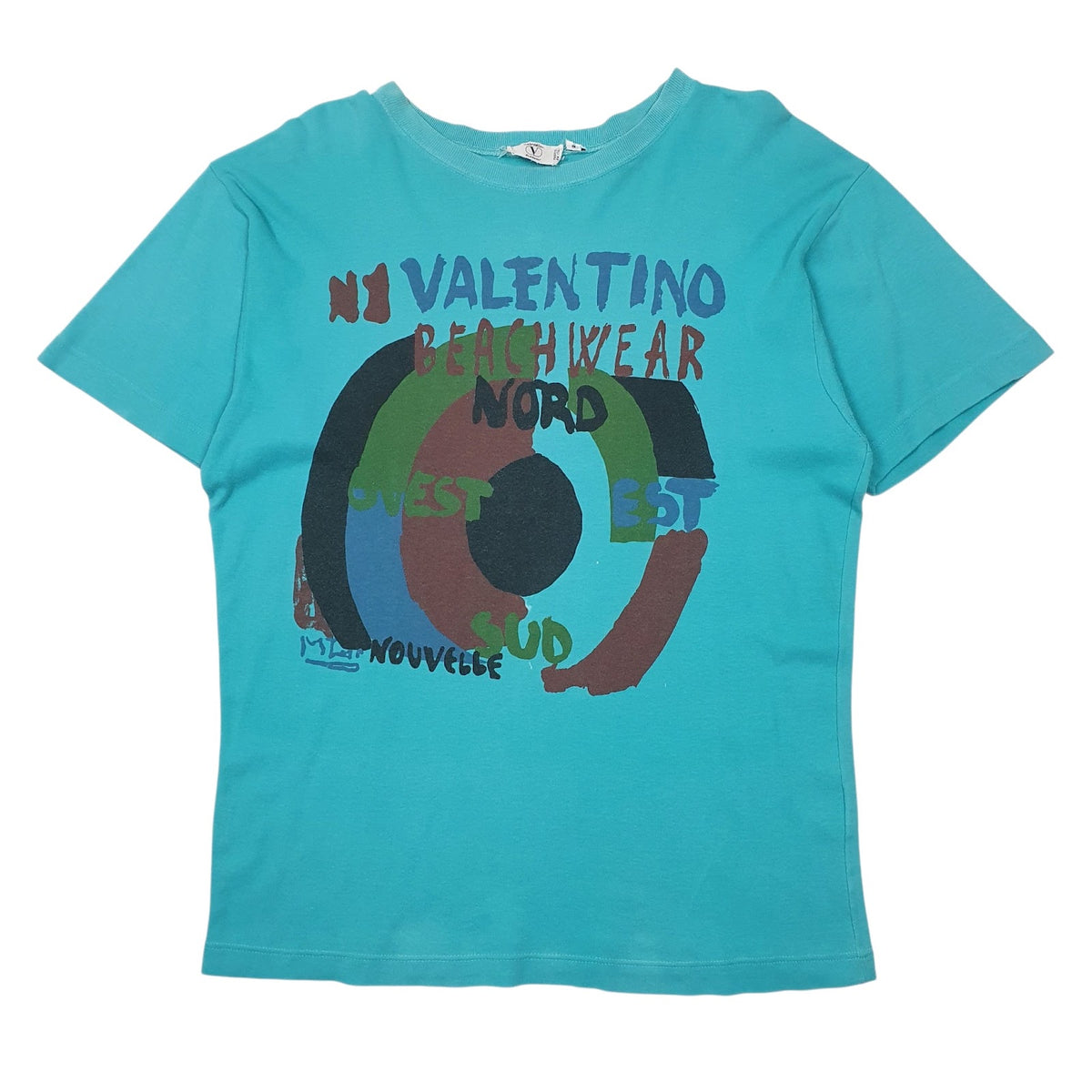 Mens Blue Valentino Vintage Beach Wear Short Sleeve T Shirt