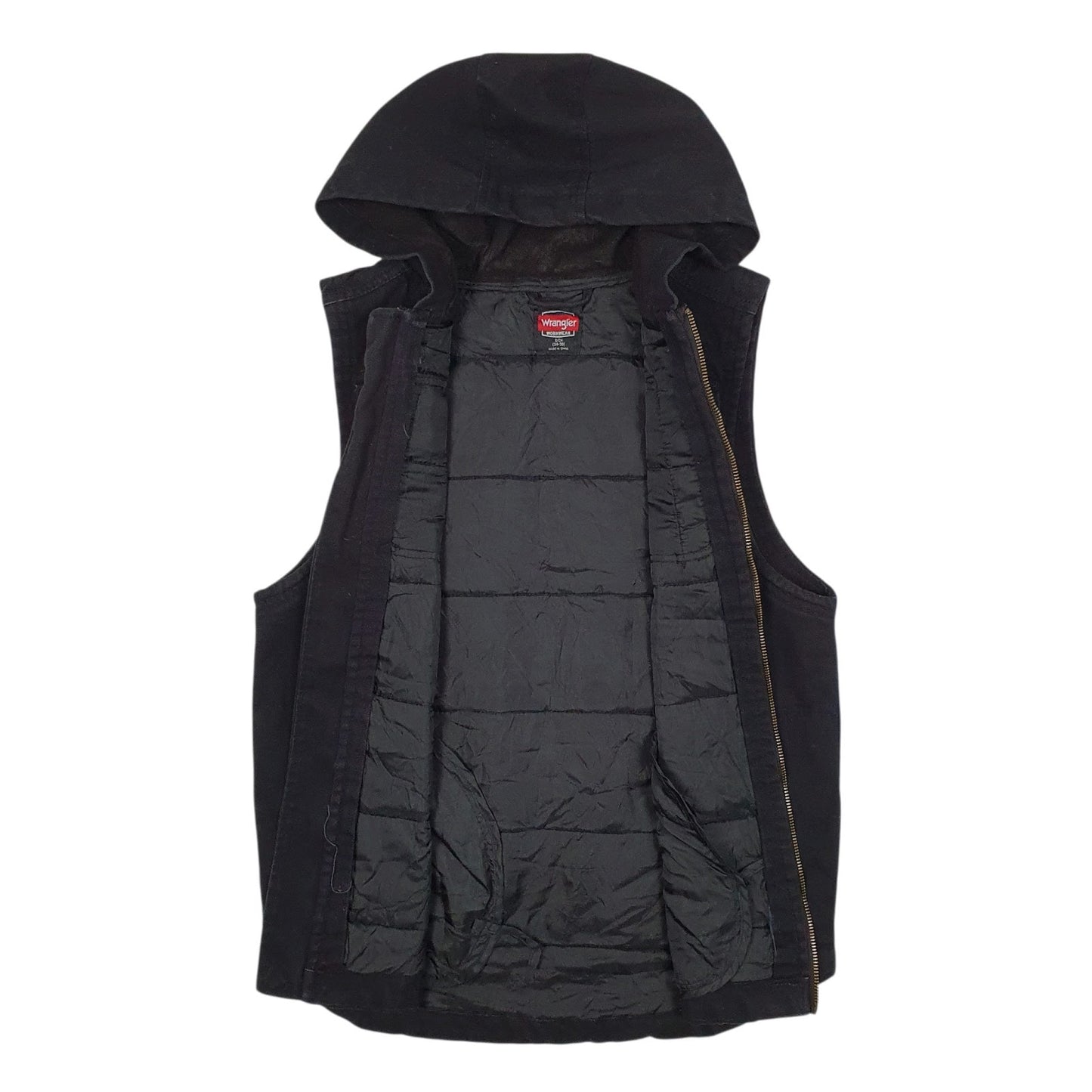 Mens Black Wrangler Vest Bodywarmer Hoodie Workwear  Coat