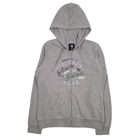 Womens Grey NFL Super Bowl Patriots Vs Seahawks Full Zip Jumper