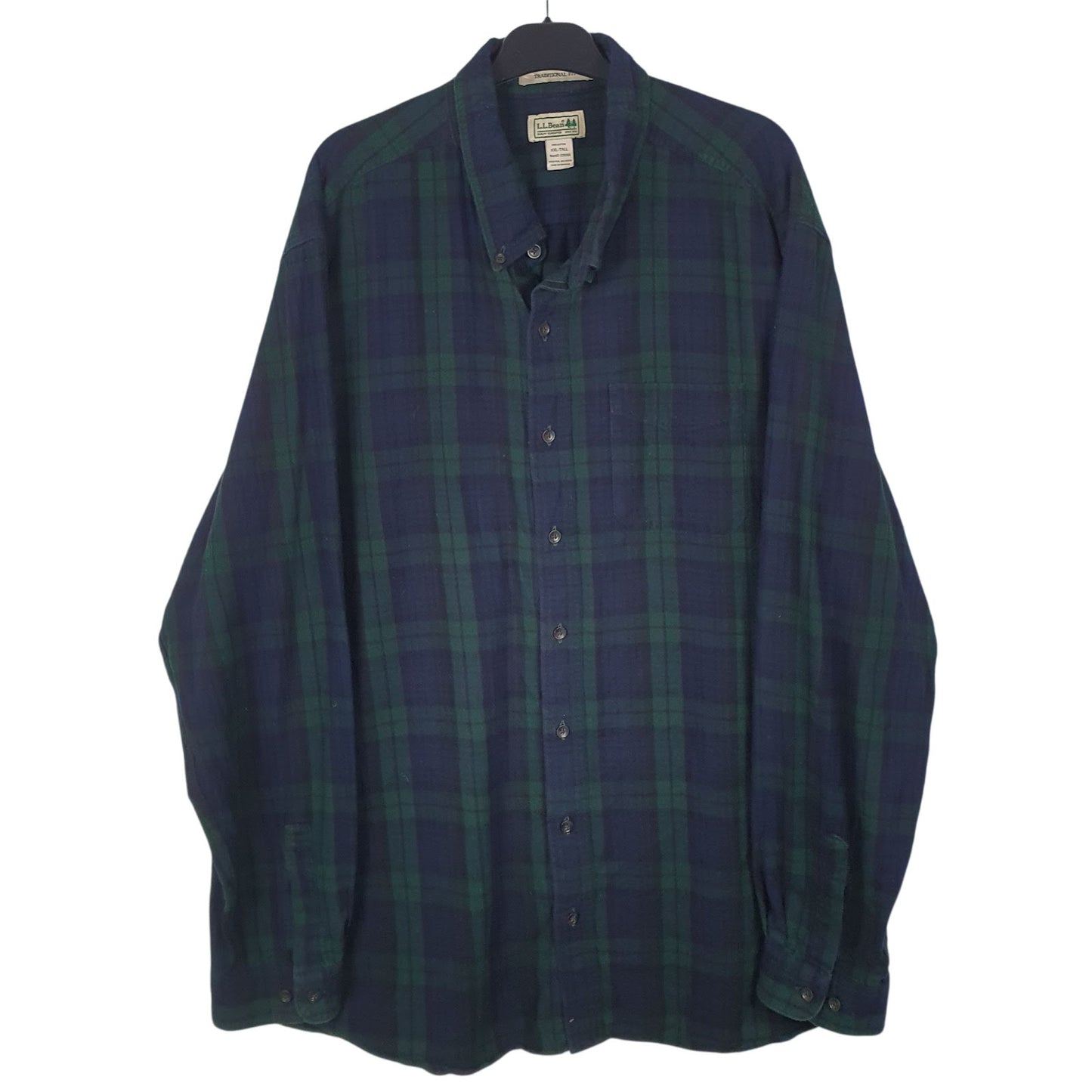 Mens Navy L.L.Bean Flannel Long Sleeve Shirt