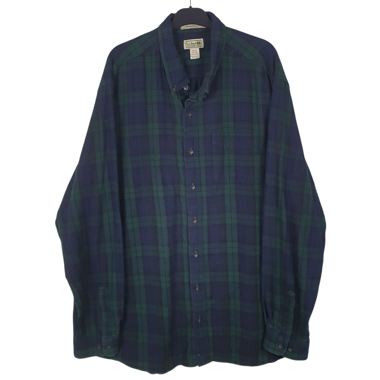 Mens Navy L.L.Bean Flannel Long Sleeve Shirt