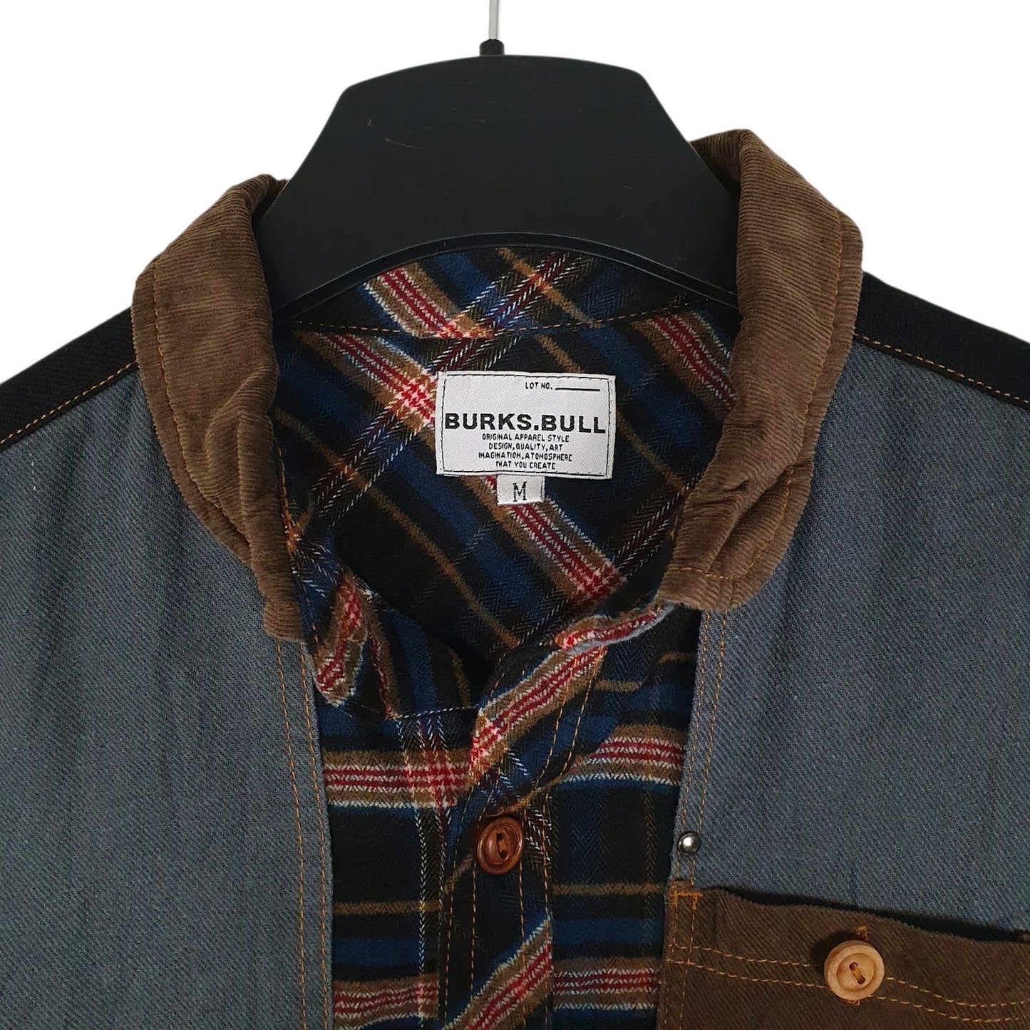 Mens Blue Burks Bull Plaid Flannel  Shirt