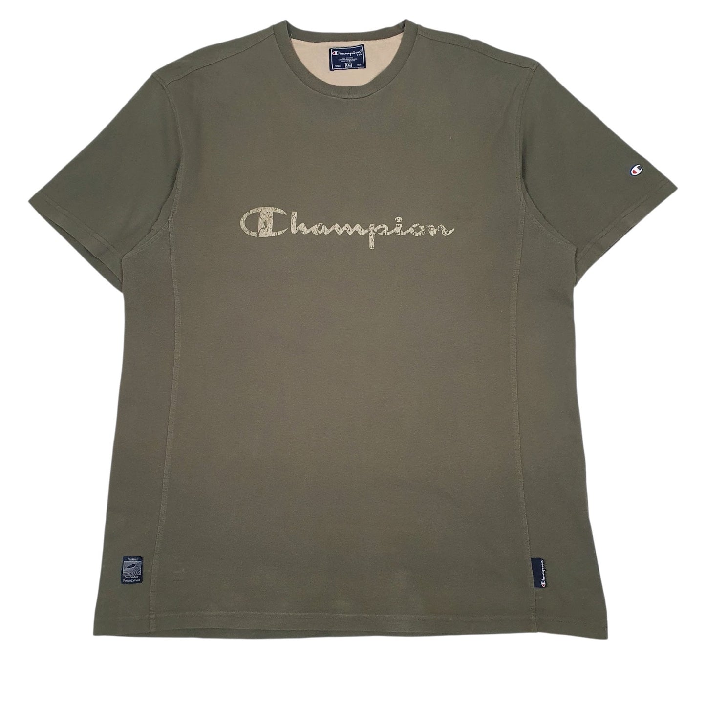 Mens Green Champion Spellout Short Sleeve T Shirt