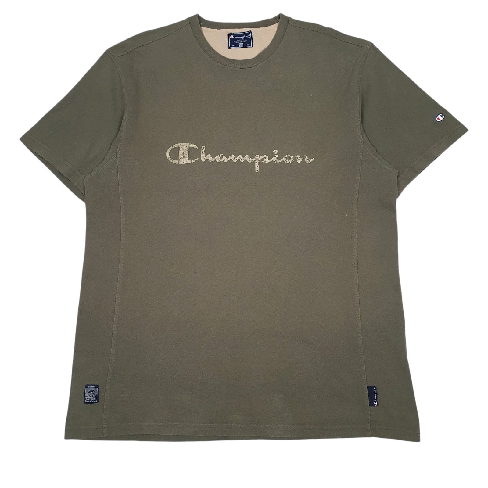 Mens Green Champion Spellout Short Sleeve T Shirt