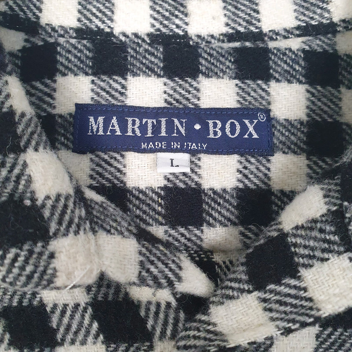 Mens Black Martin Box Flannel Made In Italy  Shirt