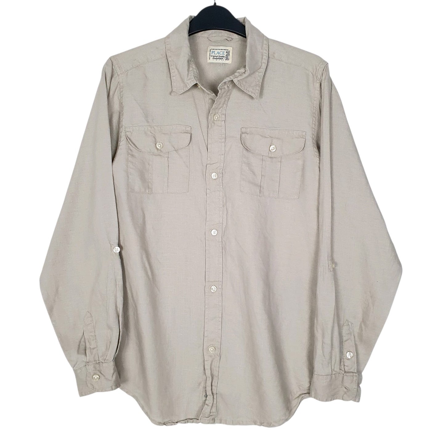 Mens Beige Place  Long Sleeve Shirt