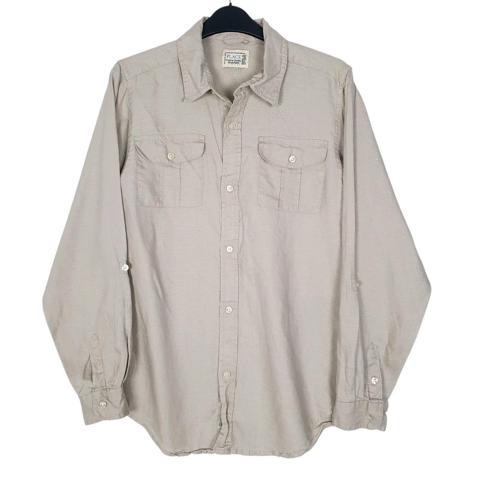 Mens Beige Place  Long Sleeve Shirt