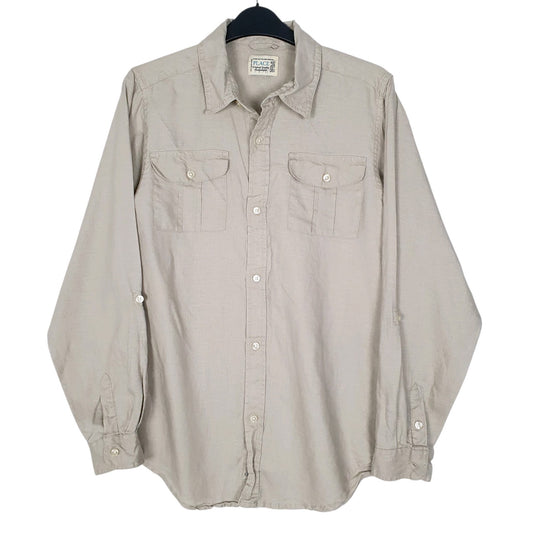 Mens Beige Place  Long Sleeve Shirt