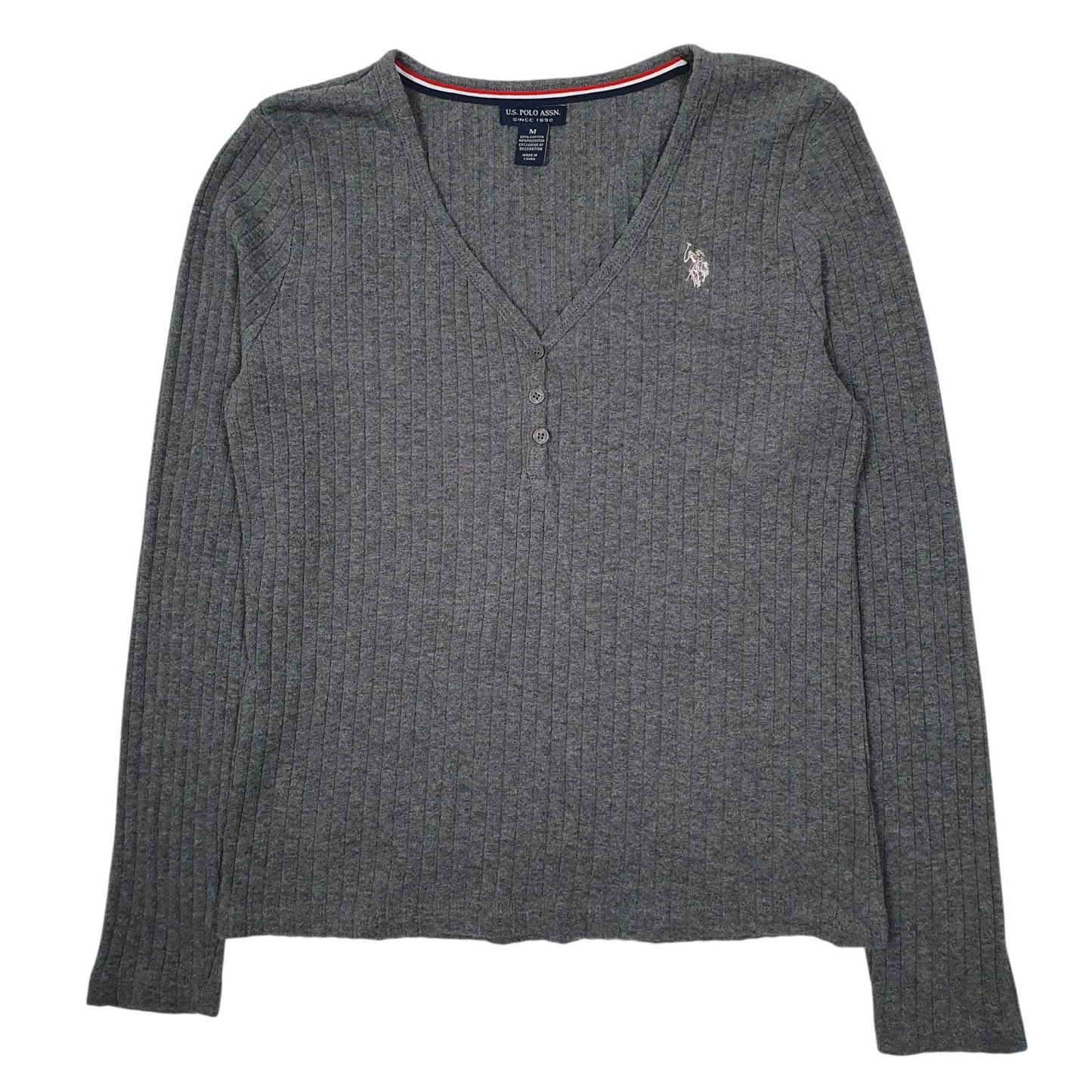 Womens Grey U.S. POLO ASSN. Cardigan V Neck Jumper