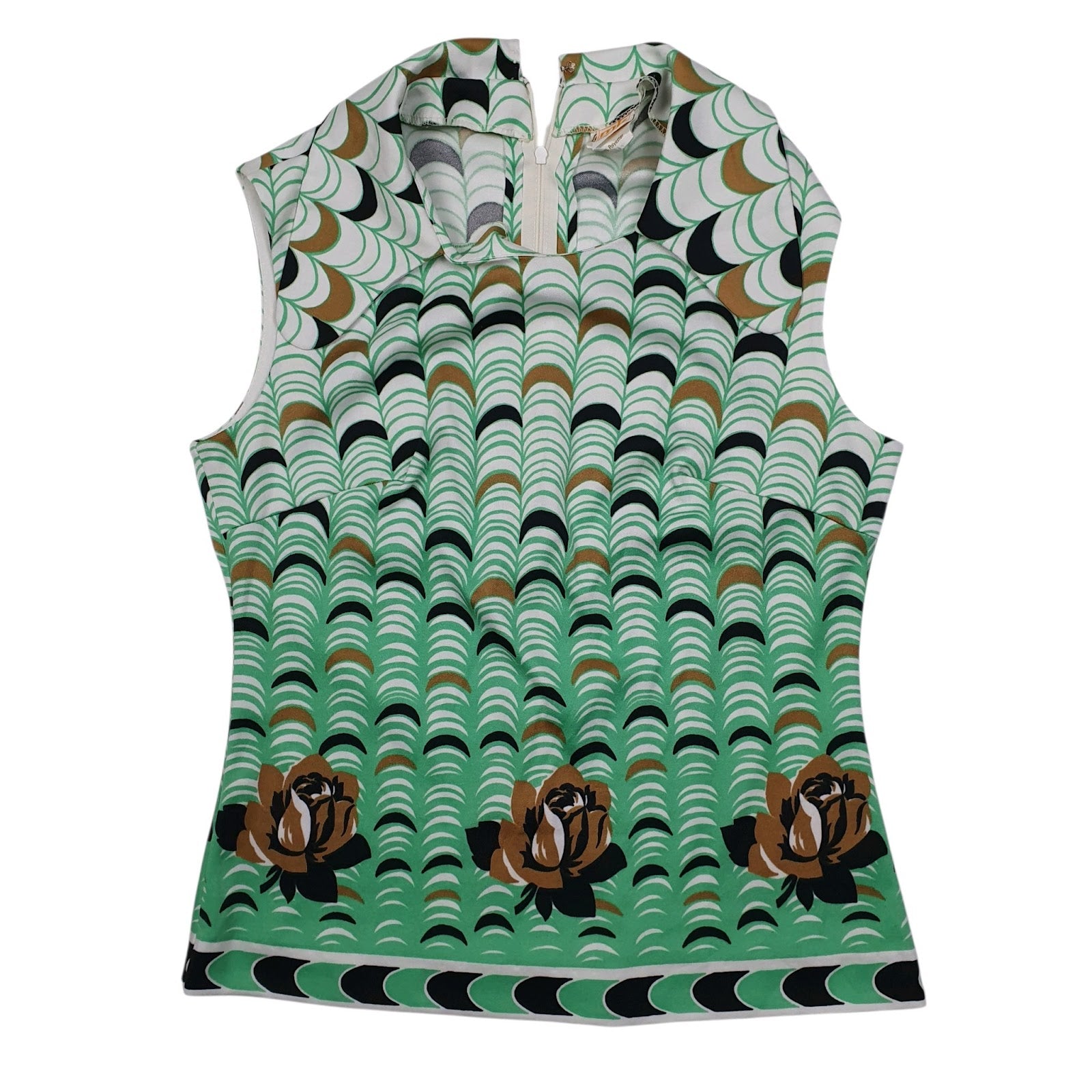 Womens Green MK Modelle Vintage 90s Sleeveless Short Sleeve Shirt