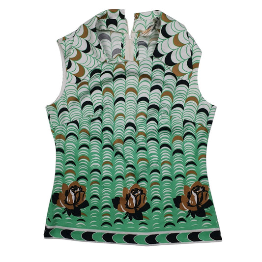 Womens Green MK Modelle Vintage 90s Sleeveless Short Sleeve Shirt
