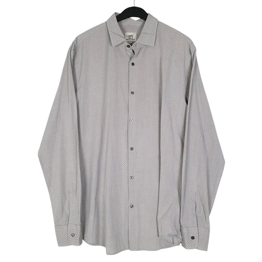 Mens Grey Henry Cottons  Long Sleeve Shirt