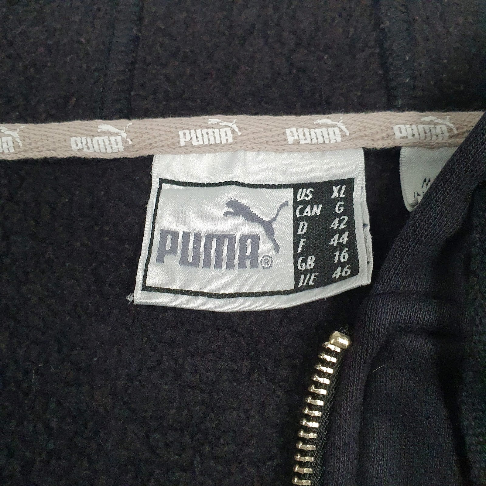 Womens Black Puma  Full Zip Jumper