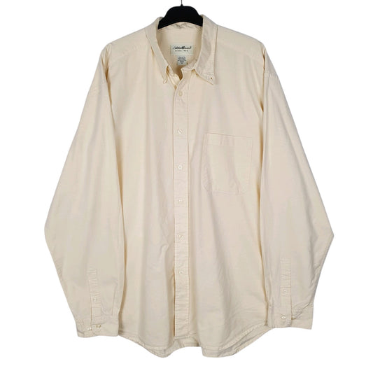 Mens Cream Eddie Bauer Vintage 90s Long Sleeve Shirt