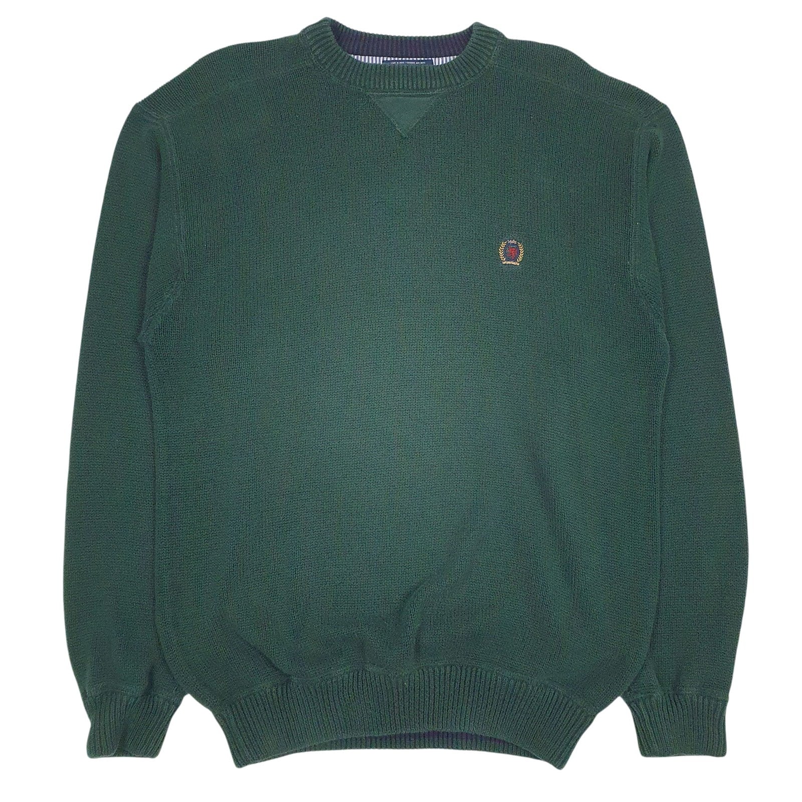 Mens Green Tommy Hilfiger Vintage Knitwear Crewneck Jumper