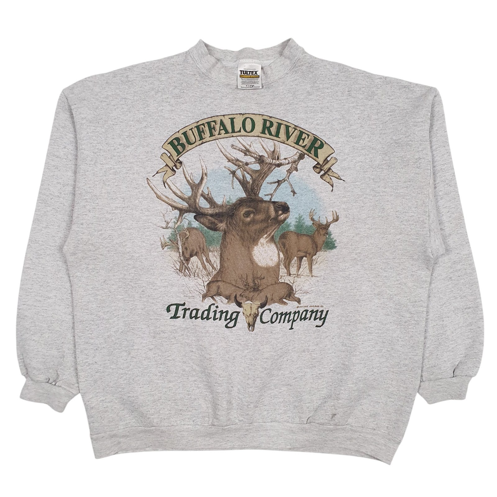 Mens Grey Tultex Graphic Vintage 90s Crewneck Jumper