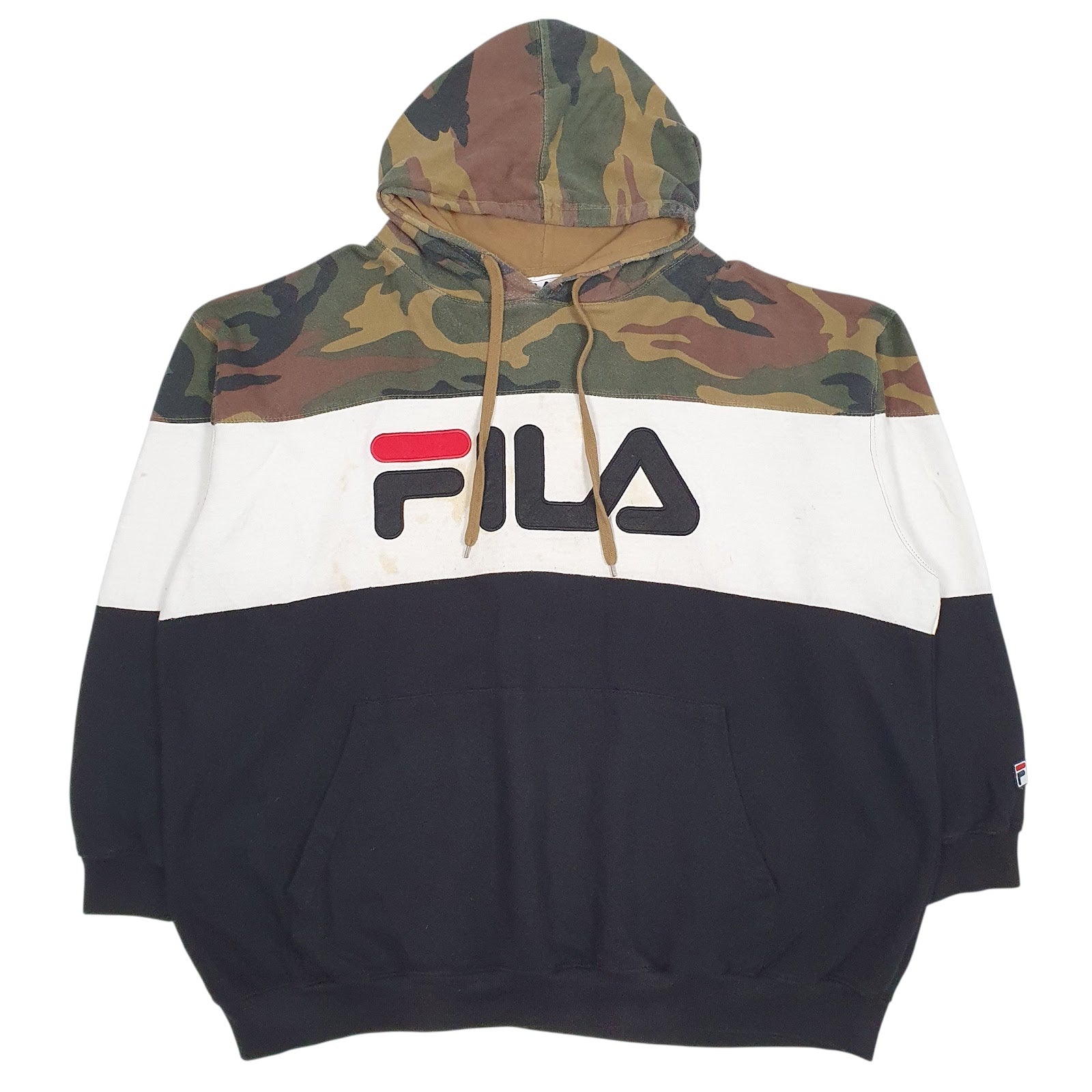 Mens Black Fila Spellout Hoodie Jumper