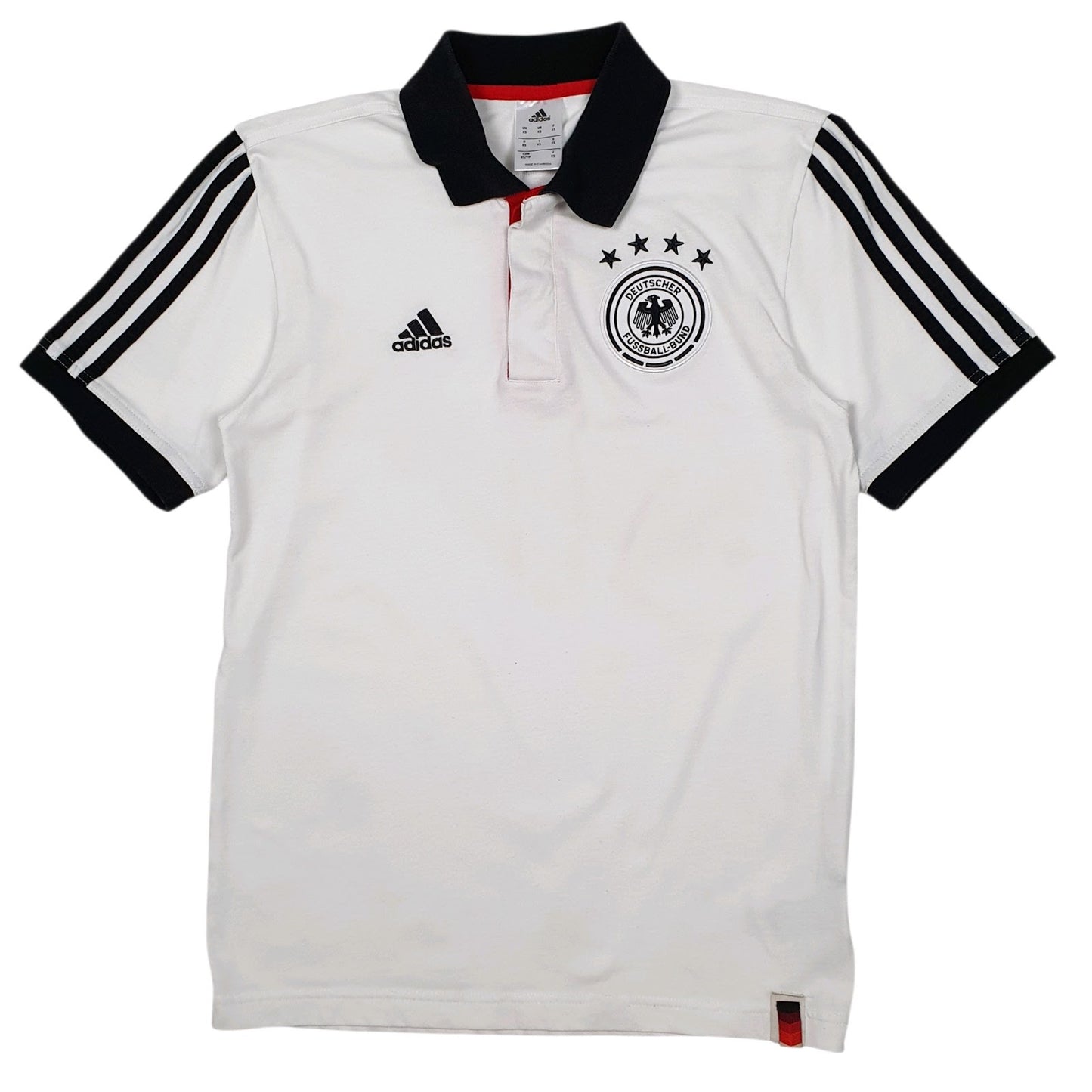 Mens White Adidas Deutschland Germany Football Short Sleeve Polo Shirt