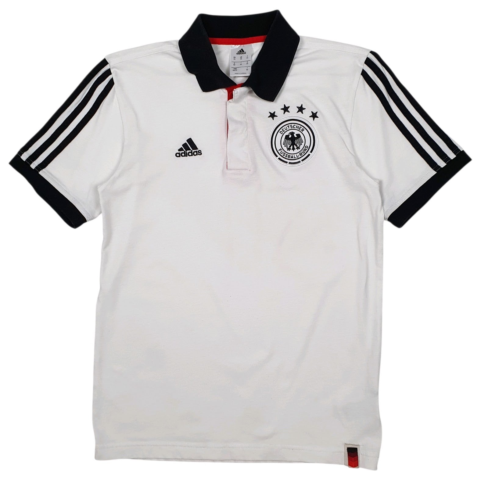 Mens White Adidas Deutschland Germany Football Short Sleeve Polo Shirt