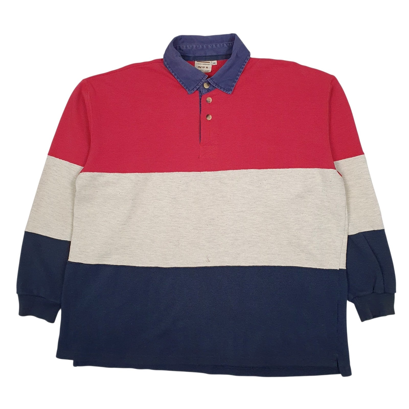 Mens Red Unbranded Rugby Long Sleeve Polo Shirt