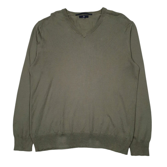 Mens Green Gap  V Neck Jumper