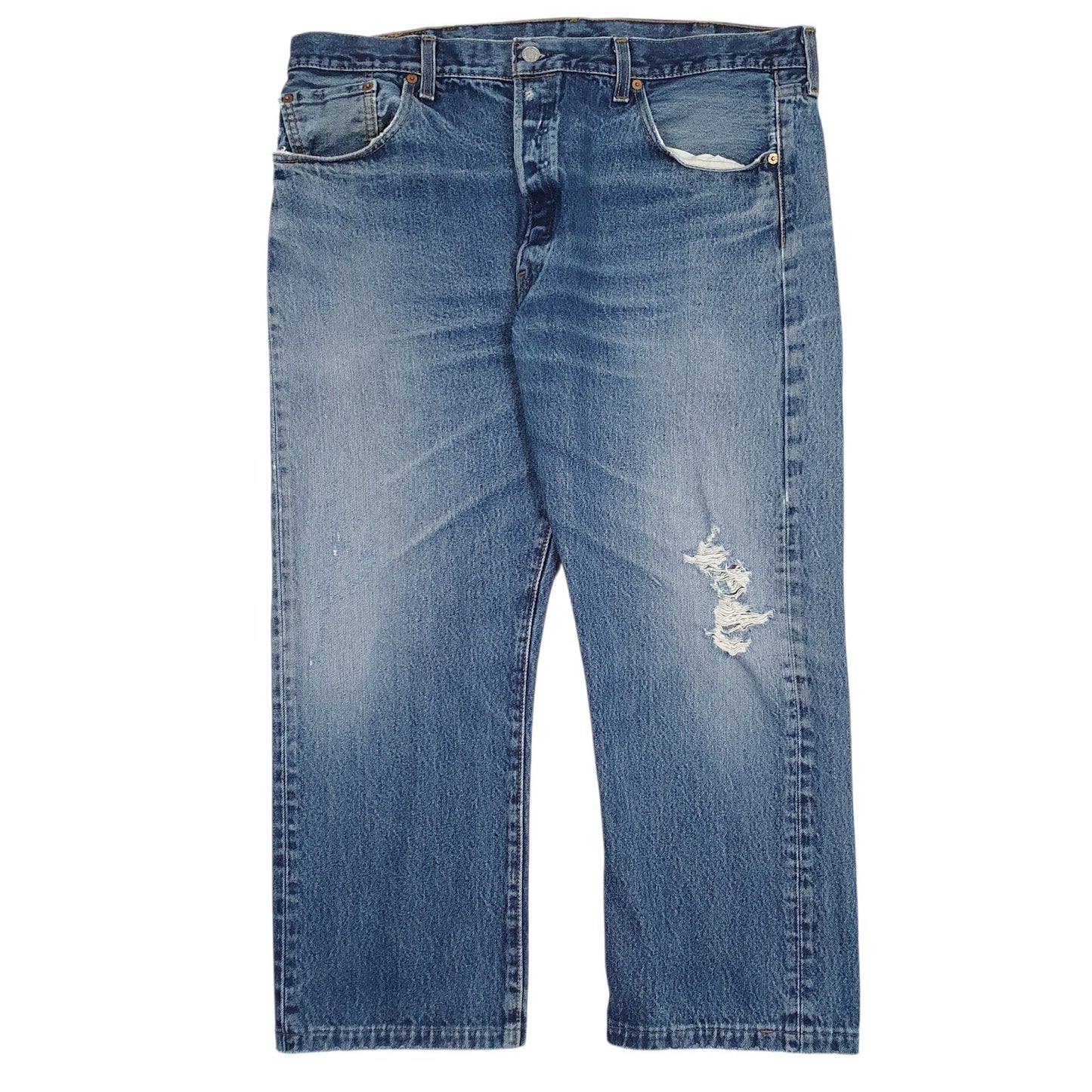 Mens Blue Levis Distressed 501 JeansW40 L26