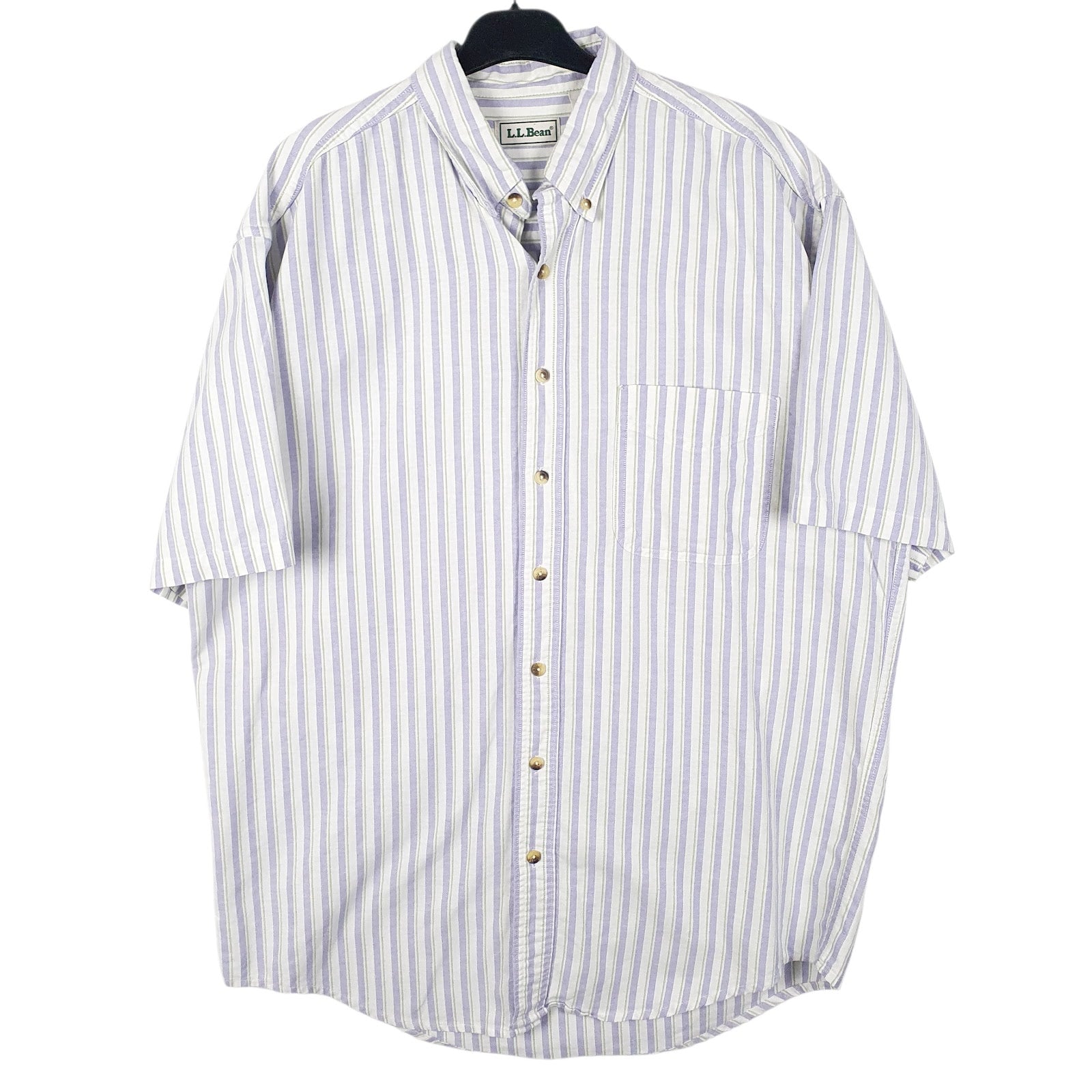 Mens White L.L.Bean  Short Sleeve Shirt
