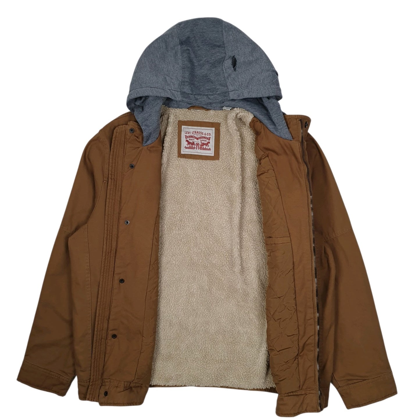 Mens Brown Levis Hoodie Windbreaker  Coat