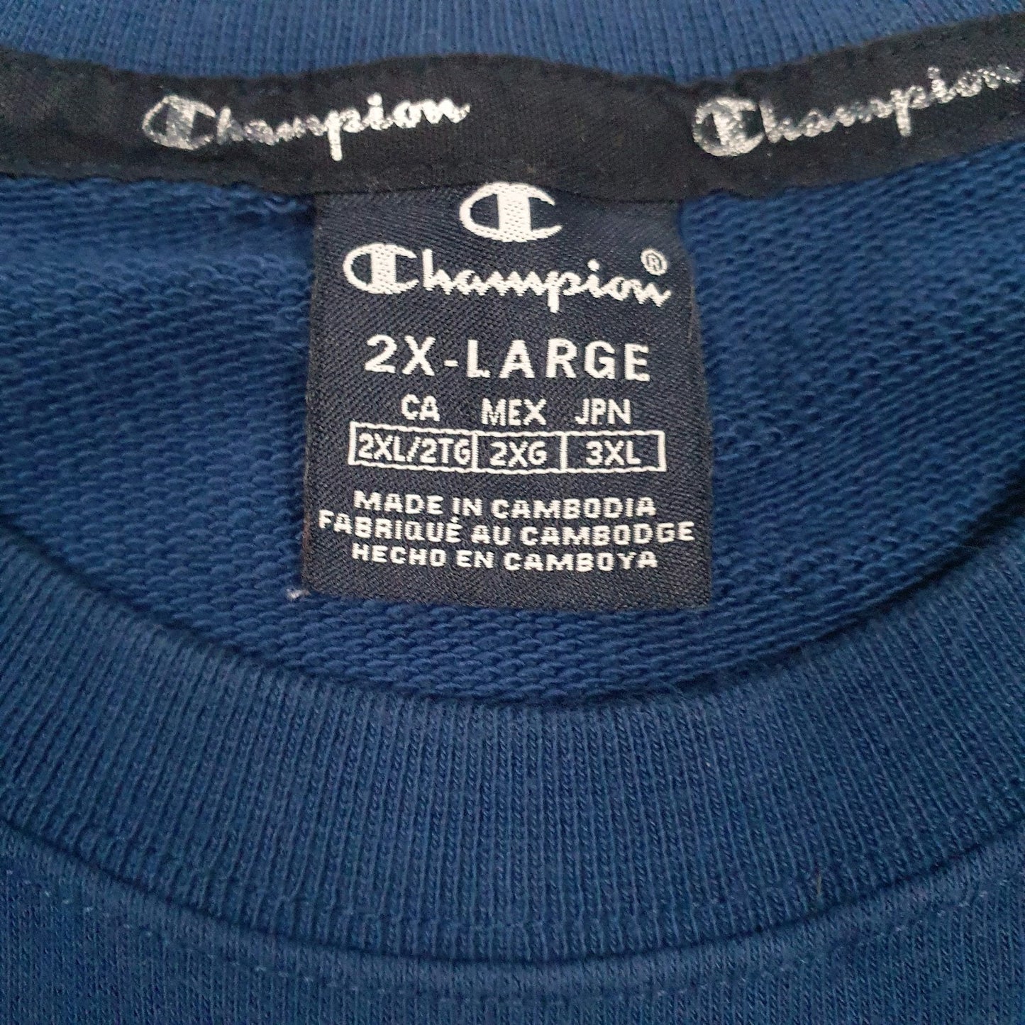 Mens Blue Champion Spellout Crewneck Jumper