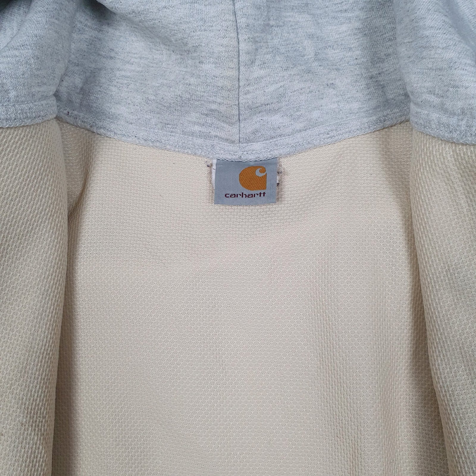 Mens Grey Carhartt Hoodie Vintage 00s Full Zip Jumper