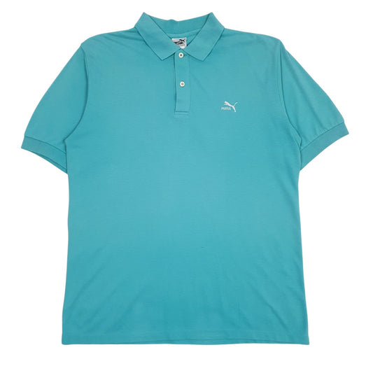 Mens Blue Puma Vintage Short Sleeve Polo Shirt
