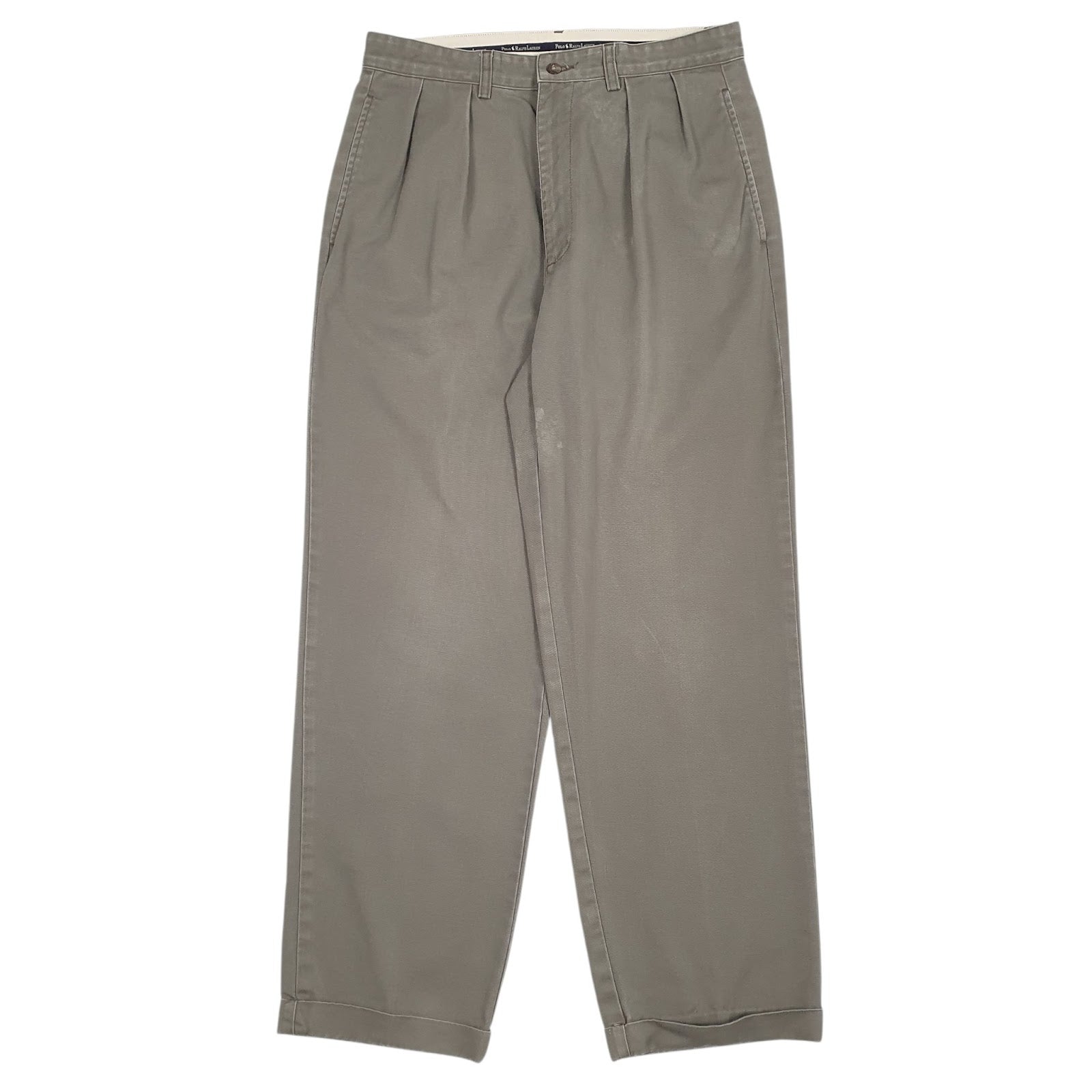 Mens Grey Polo Ralph Lauren Pleated Chino Trousers