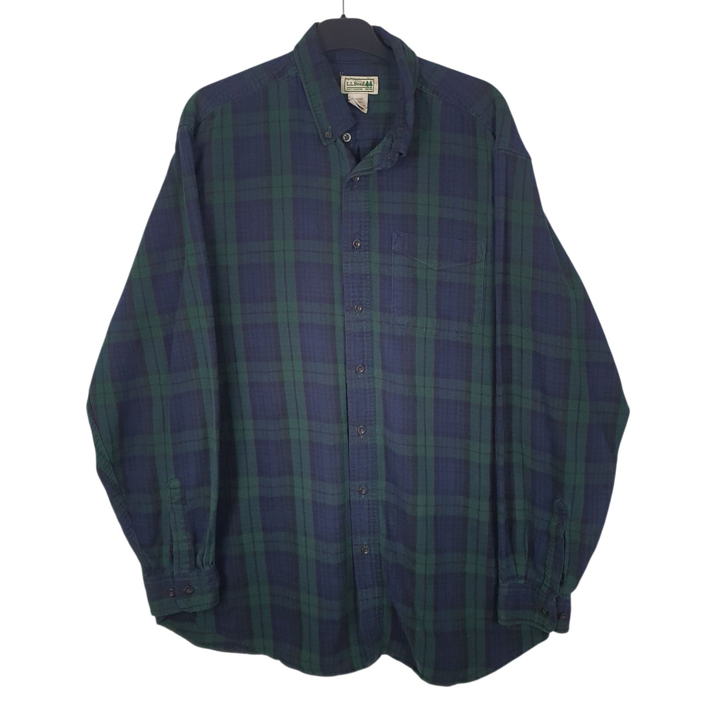 Mens Navy L.L.Bean Flannel Long Sleeve Shirt