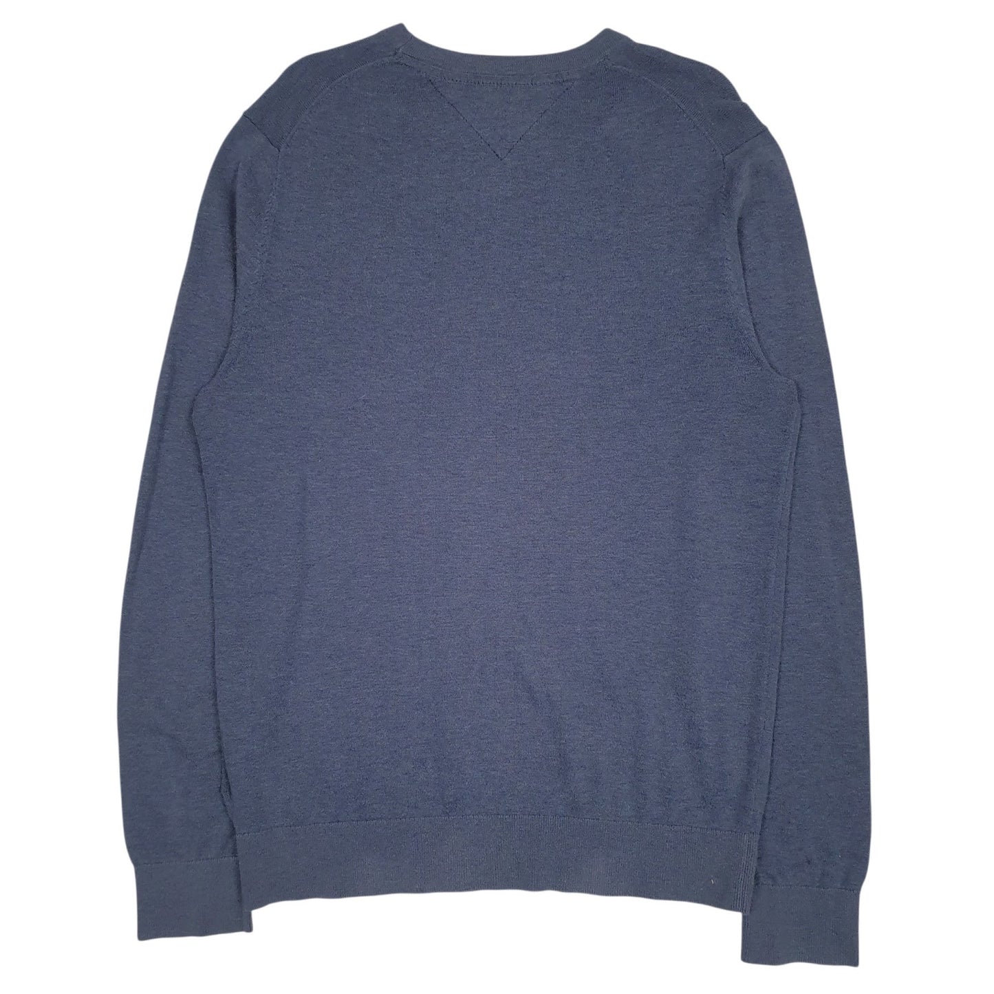 Mens Blue Tommy Hilfiger Cotton Silk Crewneck Jumper