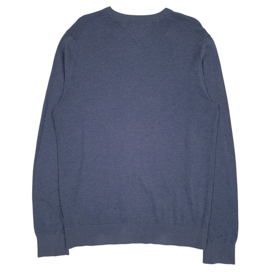 Mens Blue Tommy Hilfiger Cotton Silk Crewneck Jumper