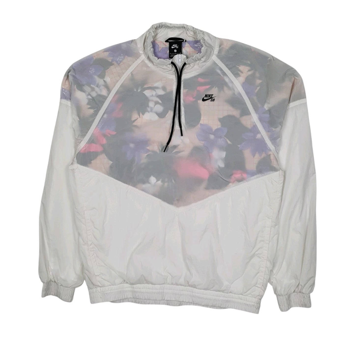 Mens White Nike SB Skateboarding Quarter Zip Pullover  Coat
